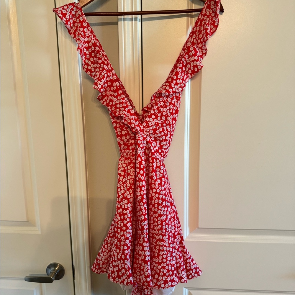 Red and white flower romper Womans Medium